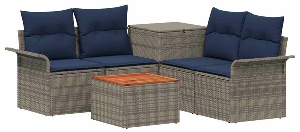 VidaXL Kanapé Szett 6 pcs 4-Ülőhelyek száma Szürke és sötétkék