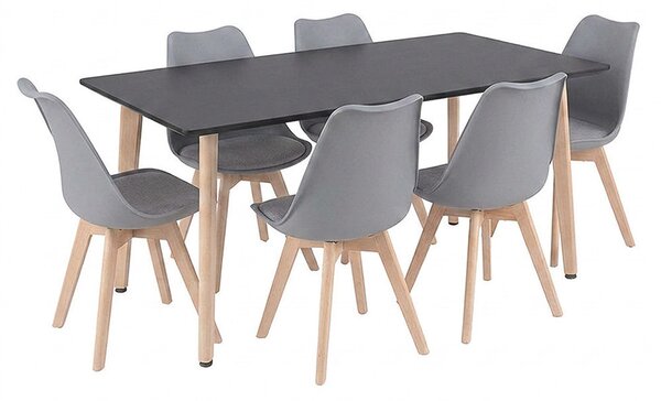 Silla 150 6+1 étkező garnitúra fekete-szürke