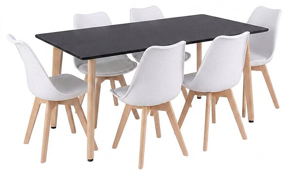 Silla 150 6+1 étkező garnitúra fekete-fehér