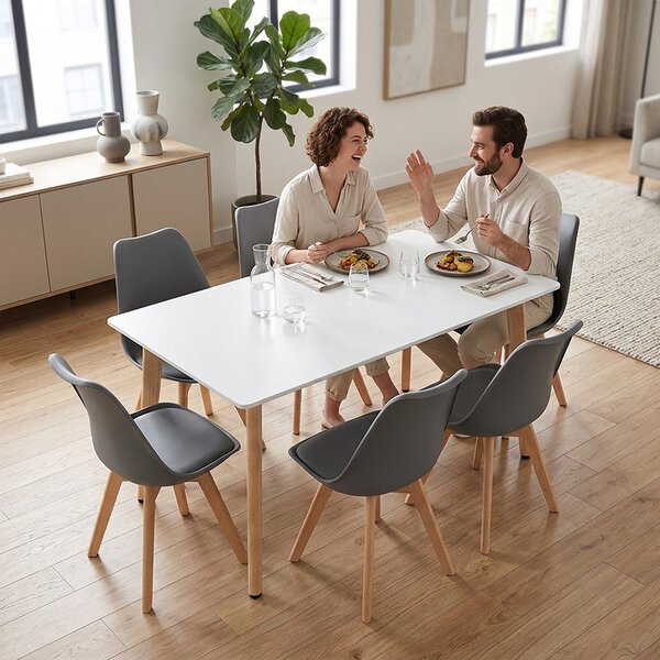 Silla 150 6+1 étkező garnitúra fehér-szürke