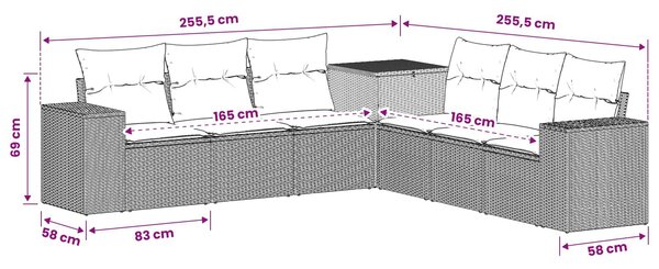 VidaXL Kanapé Szett 7 pcs Világosszürke és Sötétszürke