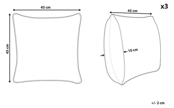 3 db-os dekorpárna szett JOVIA 45 x 45 cm Színes Karácsonyi minta