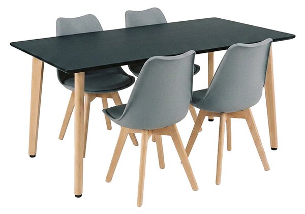 Silla 150 4+1 étkező garnitúra fekete-szürke
