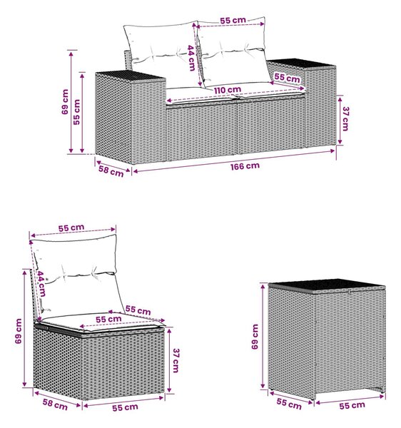 VidaXL Kanapé Szett 7 pcs Világosszürke és Sötétszürke