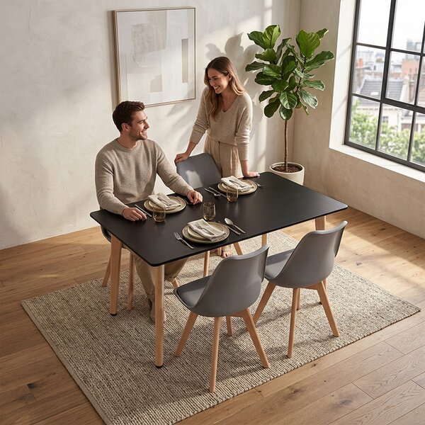 Silla 120 4+1 étkező garnitúra fekete-szürke