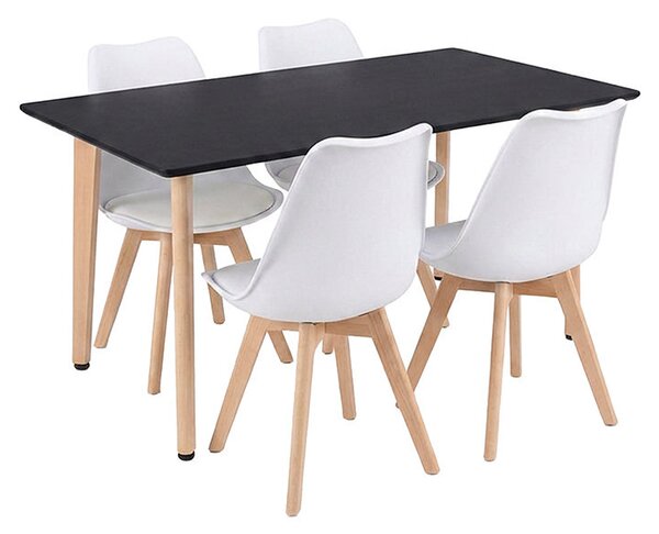 Silla 120 4+1 étkező garnitúra fekete-fehér