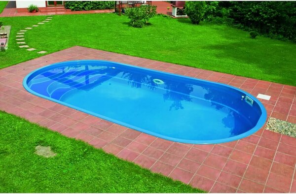 Ikaros Coral üveg kompozit medence 6,0 x 3,0 x 1,4 m standard trópusi kék kivitelben