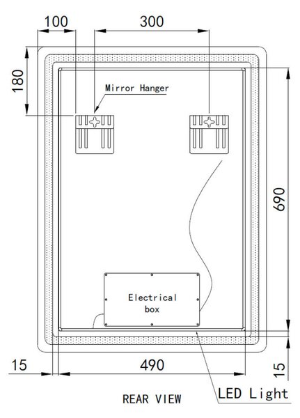 Welland Type-20 LED tükör - fényerő + színhőfok állítás - 60 x 80 cm