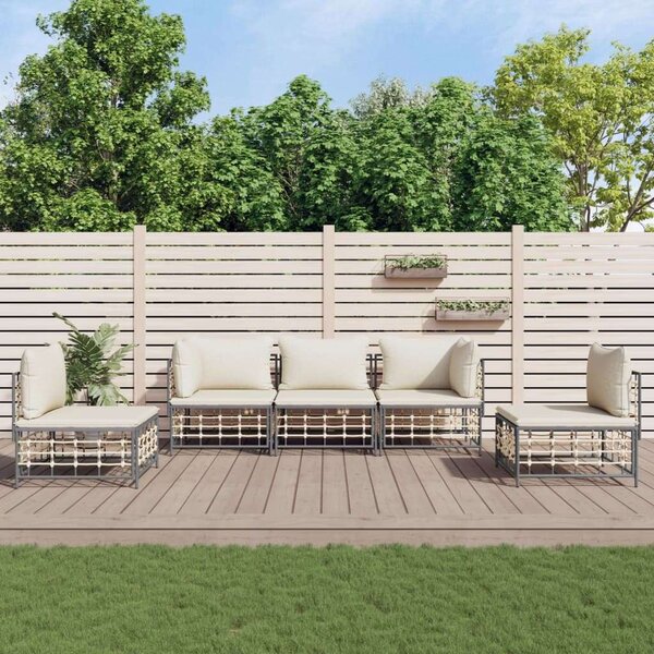 VidaXL 5-részes antracitszürke polyrattan kerti ülőgarnitúra párnákkal