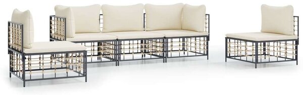 VidaXL 5-részes antracitszürke polyrattan kerti ülőgarnitúra párnákkal