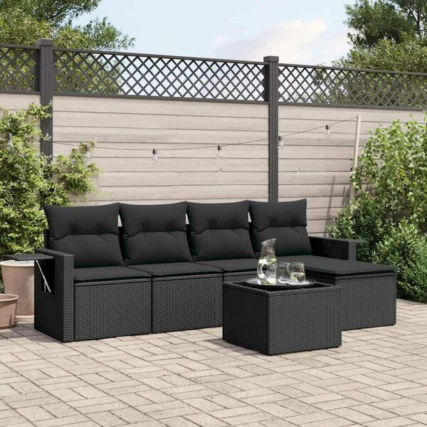 VidaXL Polyrattan Kerti Ülőgarnitúra - 6 részes - Fekete