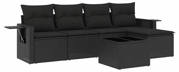 VidaXL Polyrattan Kerti Ülőgarnitúra - 6 részes - Fekete