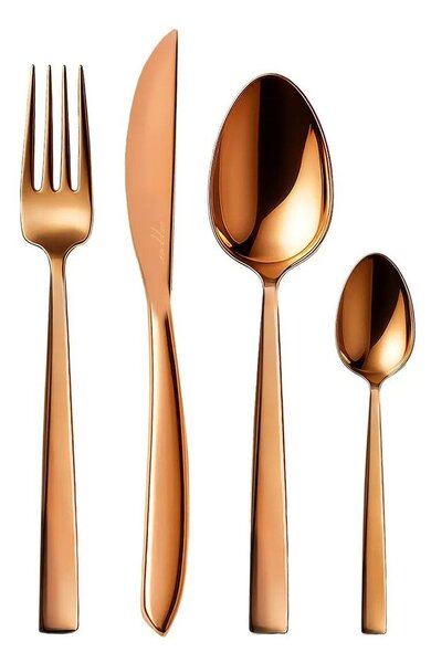 Rézszínű rozsdamentes acél evőeszköz készlet 24 db-os Copper – Orion