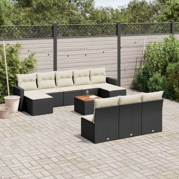 VidaXL Polyrattan Kerti Ülőgarnitúra - 11 részes - Fekete