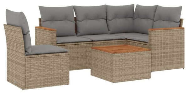 VidaXL Polyrattan Kerti Ülőgarnitúra - 6 részes, Bézs