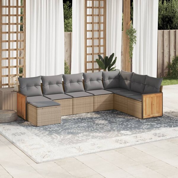 VidaXL Polyrattan Kerti Ülőgarnitúra - 8 részes, Bézs