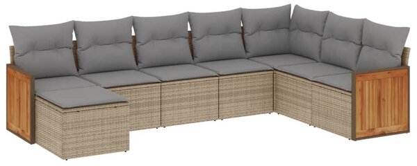 VidaXL Polyrattan Kerti Ülőgarnitúra - 8 részes, Bézs