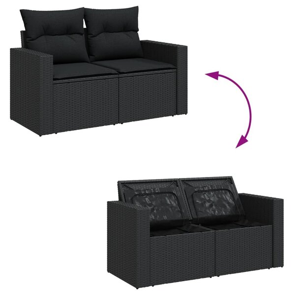 VidaXL Polyrattan Kerti Ülőgarnitúra - 10 részes - Fekete