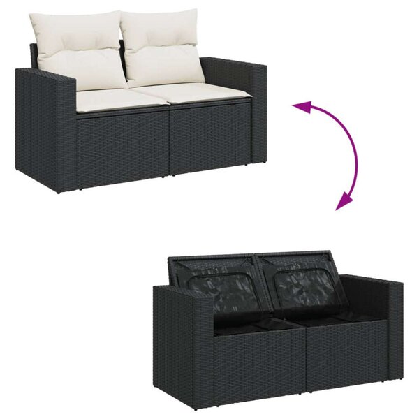 VidaXL Polyrattan Kerti Ülőgarnitúra - 11 részes - Fekete