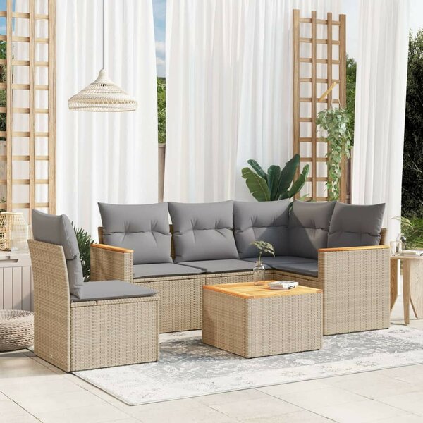 VidaXL Polyrattan Kerti Ülőgarnitúra - 6 részes, Bézs