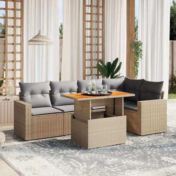 VidaXL Polyrattan Kerti Ülőgarnitúra - 6 részes - Bézs