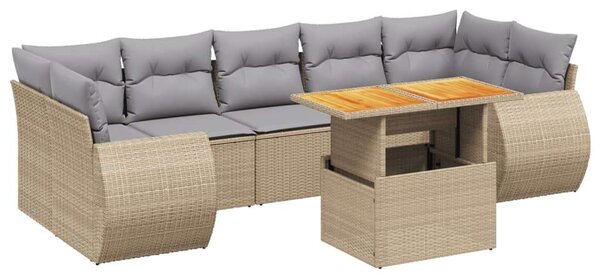 VidaXL Polyrattan Kerti Ülőgarnitúra - 8 részes - Bézs