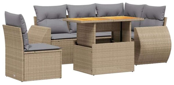 VidaXL Polyrattan Kerti Ülőgarnitúra - 6 részes - Bézs