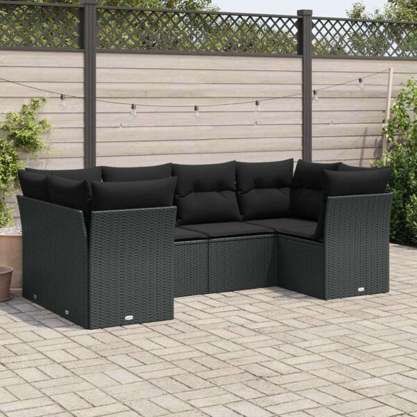 VidaXL Polyrattan Kerti Ülőgarnitúra - 6 részes - Fekete