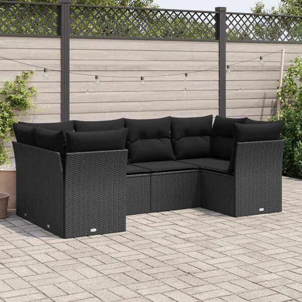 VidaXL Polyrattan Kerti Ülőgarnitúra - 6 részes - Fekete