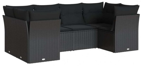 VidaXL Polyrattan Kerti Ülőgarnitúra - 6 részes - Fekete