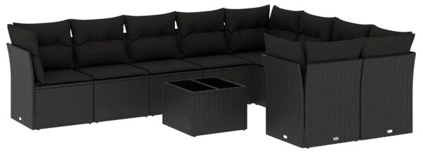 VidaXL Polyrattan Kerti Ülőgarnitúra - Fekete - 10 részes