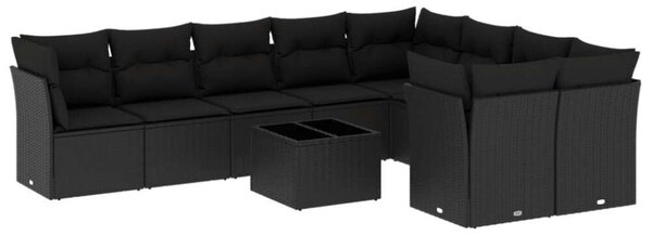 VidaXL Polyrattan Kerti Ülőgarnitúra - Fekete - 10 részes