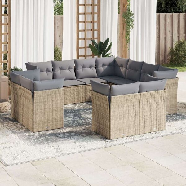 VidaXL Polyrattan Kerti Ülőgarnitúra - 11 részes - Bézs