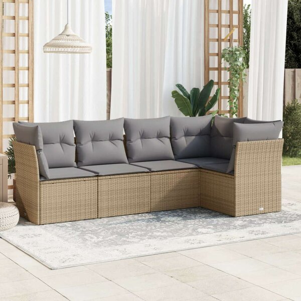 VidaXL Polyrattan Kerti Ülőgarnitúra - 5 részes - Bézs