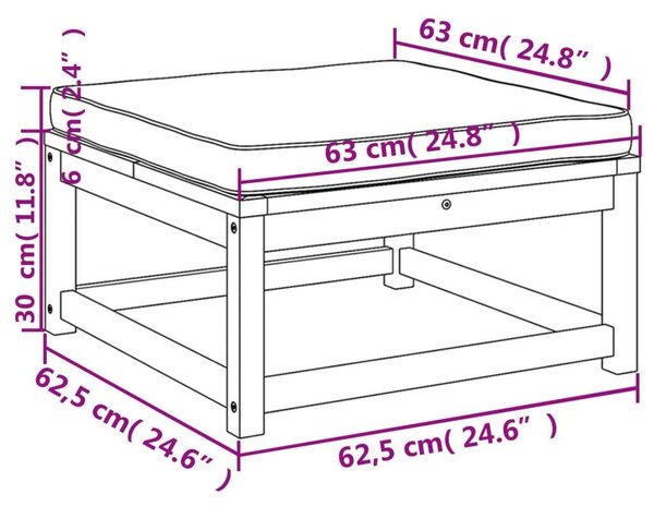 VidaXL Akácfa Kerti Lábtartó - 63x63x30 cm