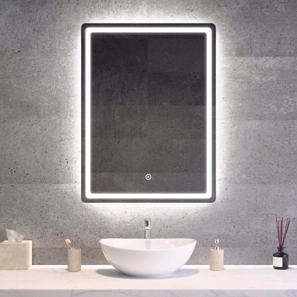 Fürdőszobai LED tükör 60x80cm | Fényerő és színhőmérséklet szabályozás | Welland Type20V