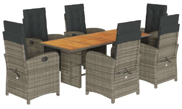 Polyrattan Kerti Étkezőgarnitúra - 7 Személyes - Szürke