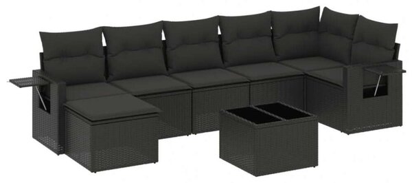 VidaXL Polyrattan Kerti Ülőgarnitúra - 8 részes - Fekete
