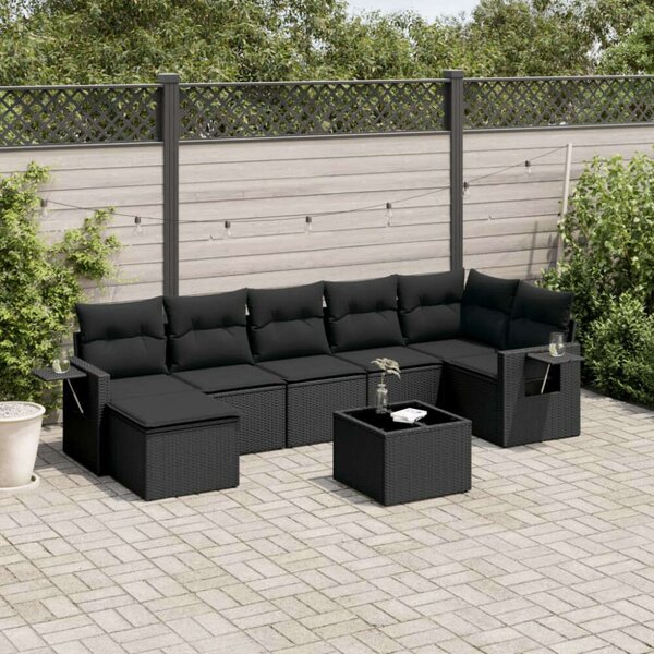 VidaXL Polyrattan Kerti Ülőgarnitúra - 8 részes - Fekete