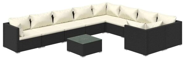 VidaXL Polyrattan Kerti Ülőgarnitúra - 10 részes - Fekete