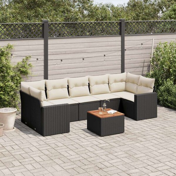 VidaXL Polyrattan Kerti Ülőgarnitúra - 8 részes - Fekete