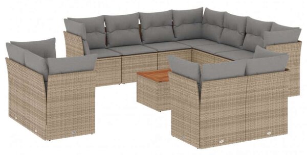 VidaXL 12 részes vegyes bézs polyrattan kerti ülőgarnitúra párnákkal