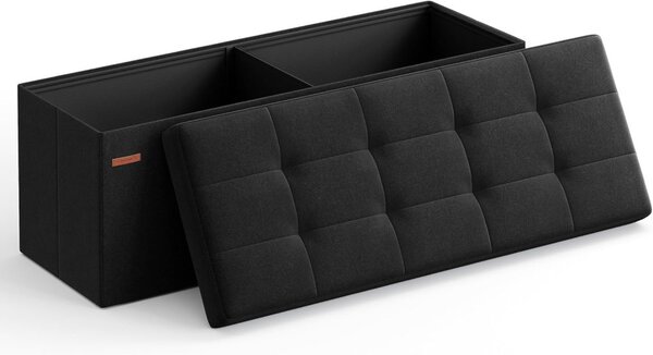 SONGMICS LSF077B01 Tárolós Ülőpad Fekete Műbőr Összecsukható