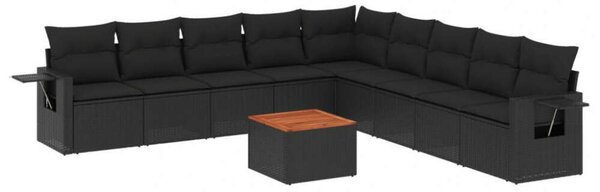 VidaXL Polyrattan Kerti Ülőgarnitúra - 10 részes - Fekete