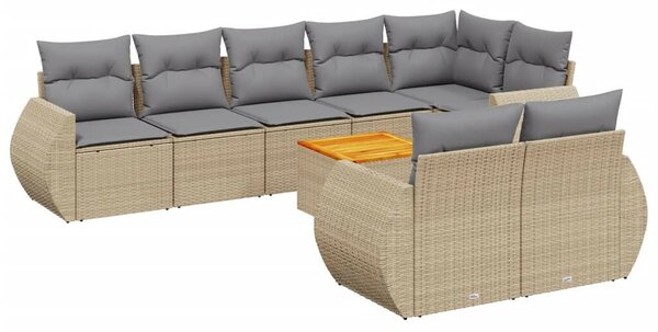 VidaXL Polyrattan Kerti Ülőgarnitúra - 9 részes - Bézs