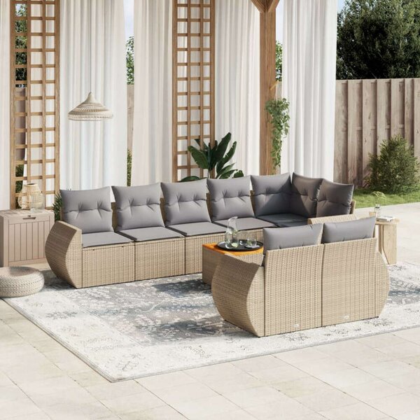 VidaXL Polyrattan Kerti Ülőgarnitúra - 9 részes - Bézs