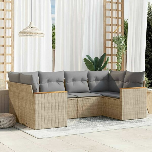 VidaXL Polyrattan Kerti Ülőgarnitúra - 6 részes - Bézs