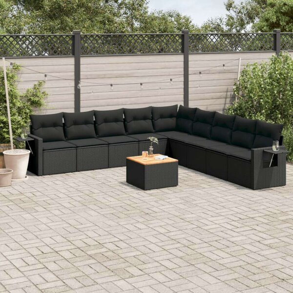 VidaXL Polyrattan Kerti Ülőgarnitúra - 10 részes - Fekete