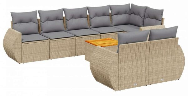 VidaXL Polyrattan Kerti Ülőgarnitúra - 9 részes - Bézs