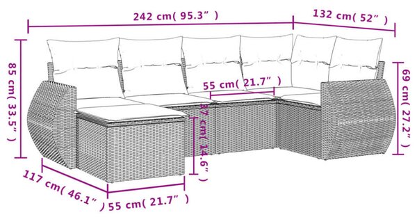 VidaXL Polyrattan Kerti Ülőgarnitúra - 6 részes - Bézs